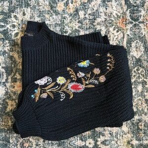 Embroidered Bell Sleeve Sweater